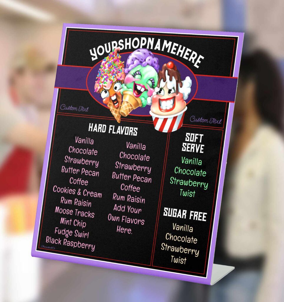 Cute customizable Ice cream flavors counter menu