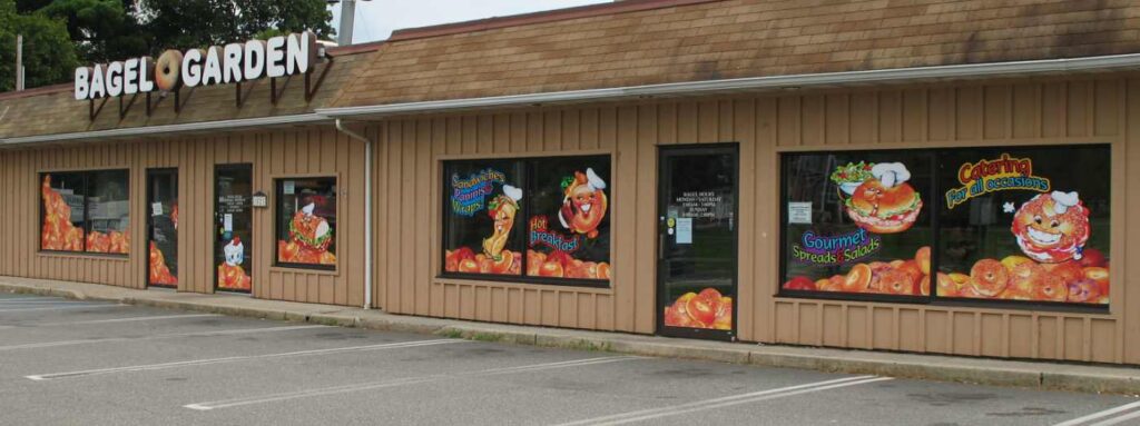 Storefront Window Mural for Bagel Business