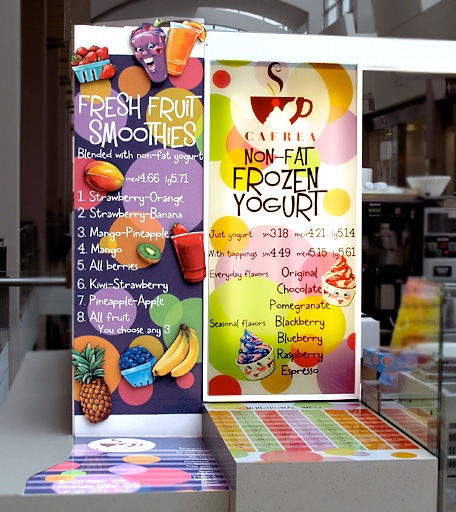 Colorful lighted menu sign for frozen yogurt business