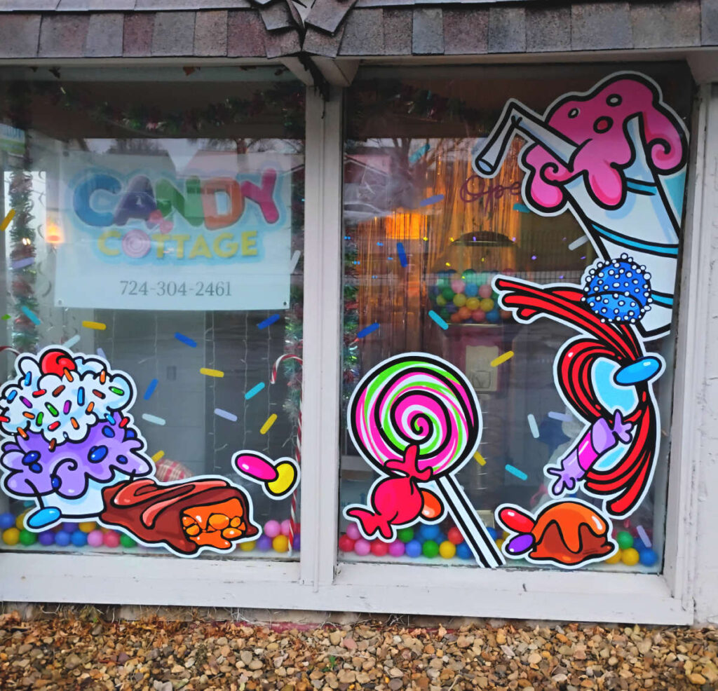 Custom window graphics for Candy and Ice Cream Shop